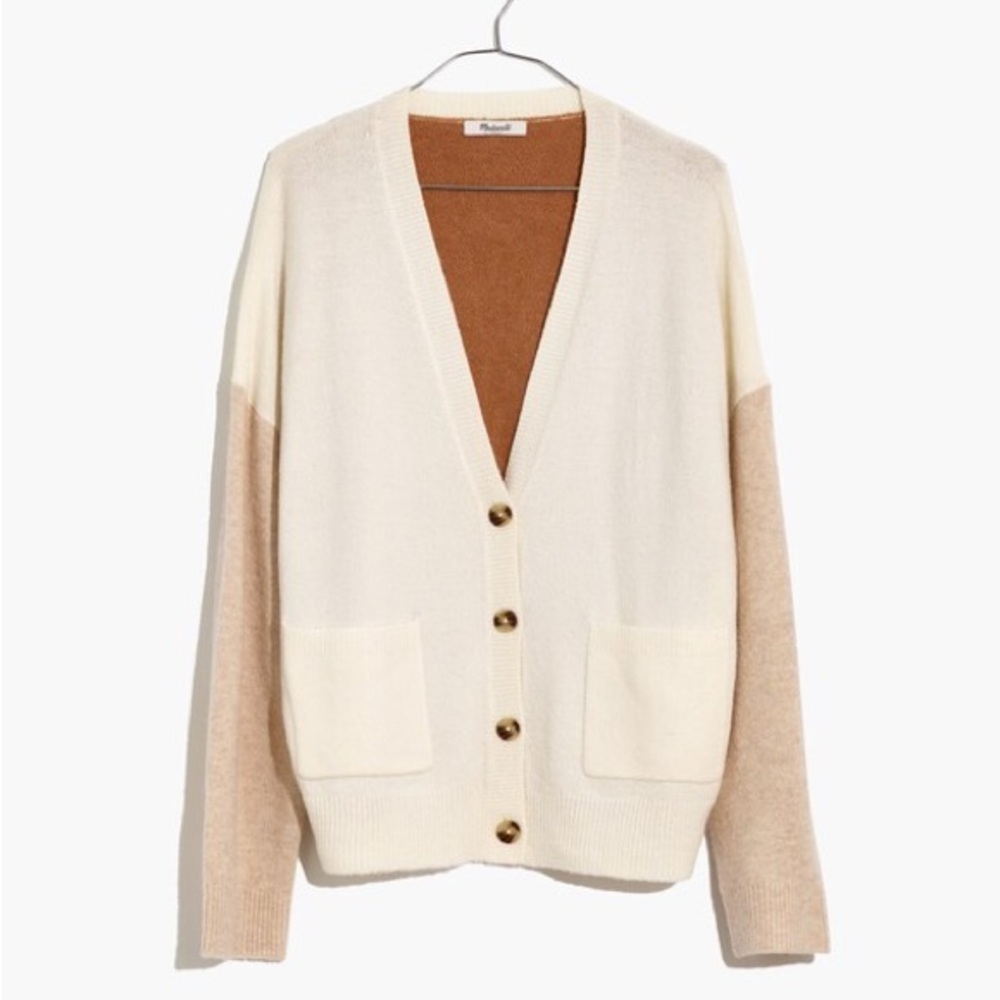 Madewell neutral color block cardigan sweater